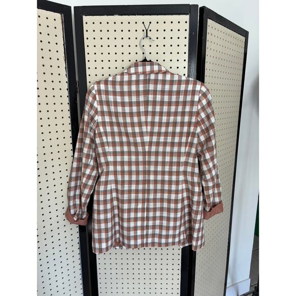 Nine West Checkered Brown Plaid Blazer Espresso Officewear XS — Double-Breasted - Picture 3 of 7